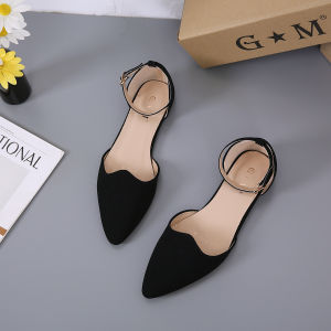 [FA]  elegant Korean Pointed Toe leather block sandals for women