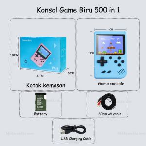 4 Colors Portabel 500 in 1 Games Console Gameboy 1 Pemain / 2 Pemain Konsol Game Warna Macaroon Konsol Game Mini Bergaya Retro dengan Aksesori yang Kaya