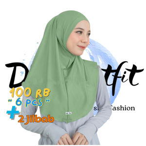 Paket Hemat Bergo Zaida 100 Rb 6 Pcs + 2 jilbab | Kerudung Muslim Wanita Pilihan Terlaris
