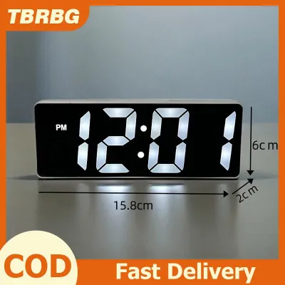 TBRBG Led Mini Gương đồng hồ báo thức điện tử kỹ thuật số Đồng hồ báo thức kỹ thuật số bàn đồng hồ phòng bàn trang trí thông minh công cụ nhỏ nhà