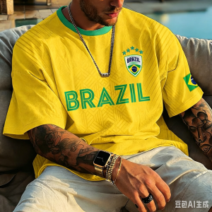[Local Stock] VCC Brazil National Flag Print Mens T Shirt Casual O-neck Short Sleeve Tee Fashion Fan Jersey Summer Loose Football Sports Clothing