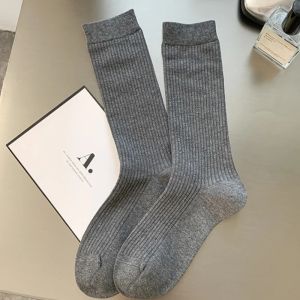Retro Cotton Knitting Socks for Girls Women Autumn Winter Hosiery Knitting Solid Color Japanese Middle Tube Stockings