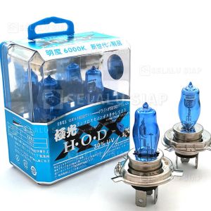 2PCS LAMPU HOD Halogen H4 12V 100W Aksesoris Lampu Depan Bohlam untuk Semua Jenis Mobil 6000K Putih Super Terang
