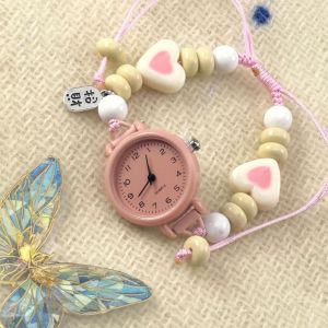 NEXASHOP Dopamine Bracelet Watch Beaded Adjustable Star Heart Chain Watch Pendant Quartz Watch Women Girls