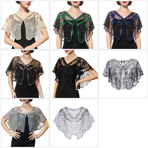 Elegant Beadwork Sequined Shawl For Evening Parties And Weddings Soft Polyester Shoulder Wrap for Women Formal Event