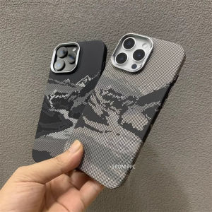 2026 New Magnetic Mountain Case for iPhone 17 16 15 Pro Max Magnets Hard PC Back Cover River Relief Carbon Protector Phone Shell