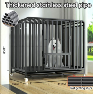 Dog Cage Foldable with Wheels Heavy-duty With storage shelf Easy Cleaning with Poop Tray