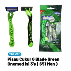 Pisau Cukur ONEMED 6 blade Pink & Green / Alat Cukur 6 Blade Isi 3Pcs dalam 1 pack
