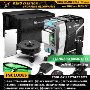 [Free Shipping] DEKO  DKLL12tdP02 Series 12 Lines 3D Green L*aser Level Horizontal&Vertical Cross Lines With Auto Self-Leveling High-Precision Remote Control (only set 2 and set 3)