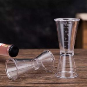 JE.ID Jigger Acrylic Plastik Transparan Gelas Takar Gula Syrup Measuring Cup Barista Gelas Ukur Bartender Cocktail Gelas Ukur PlastikL Gelas Ukur Jiger
