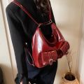 TSEVD Solid Color Multiple Pockets Backpacks Y2K Style Large Capacity PU Leather Crosbody Bag Casual Shoulder Bag Women's Backpack Outdoor. 