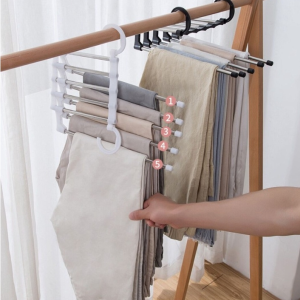Magic Hanger 5 IN 1 Stainless - Aantungan Handuk Celana Lipat Hanger Home Gantungan Jilbab Baju Celana Stainlees Multifungsi