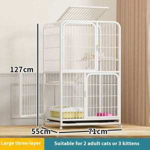 New Multi-Storey Cat Villa Cage with Wheels Large Free Space Multi-Door Design Thickened Tube High-Temperature Paint for Cats & Kittens