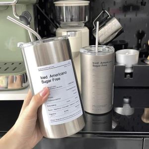 ( 600ml )Cốc Giữ Nhiệt Iced Americano Inox 304 Có Ống Hút Ly Uống Coffee 600ML Giữ Nhiệt Tốt Ly Giữ Nhiệt 600ml