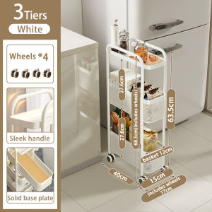 GSlife Trolley with Pulley Integrated Kitchen Refrigerator Rack Mobile Side Pull Storager Large Capacity Slot