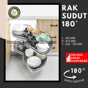 Rak Dapur Sudut 180 Derajat Rak Panci Piring Mangkuk Botol Anti Slip