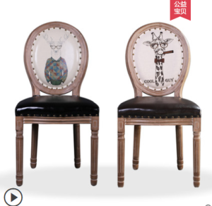 AK FULL ASSEMBLED wood chair Luxury classic European US retro style solid wood dining chair traditional tasteful design restaurant cafe café  customize color pic logo