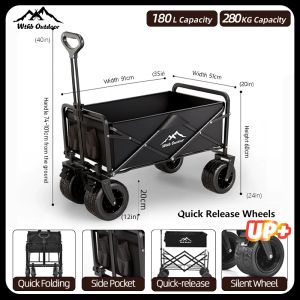 Camping folding trolley cart wagon With Storage Basket Folding Wagon Family Shopping Tool truck