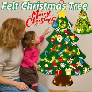 Felt Christmas Tree DIY Wall-mounted Christmas Tree Childrens Christmas Decoration With Ornaments