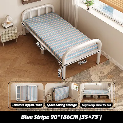 Folding Bed White Foldable Travel Bed Single/Double Metal Dorm Folding Bed Frame Save Space Dorm Simple Guest Bed
