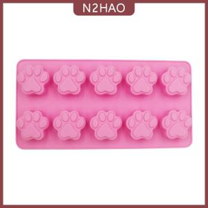 N2HAO 10 tế bào Dog Cat Paw Silicone khuôn bánh cho Biscuit Jelly Baking Pan khay đá