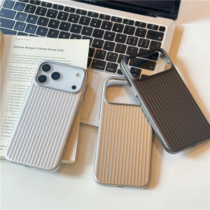 Electroplated 3D Stripes Pattern for Magsafe c Case For iPhone 18Pro 17Pro 16 15 16Pro Max Matte Shockproof Hard PC Cover