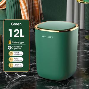 HKStorage Thùng Rác Cảm Ứng Thông Minh 12L Giỏ Giấy Thùng Rác Sang Trọng Nhẹ Thùng Rác Làm Sạch Cho Gia Đình Nhà Bếp Phòng Tắm Phòng Khách