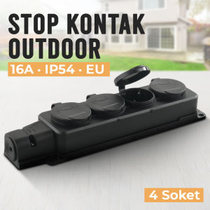 Stop Kontak Outdoor Terminal Anti Air IP54 16A 250V EU - Black