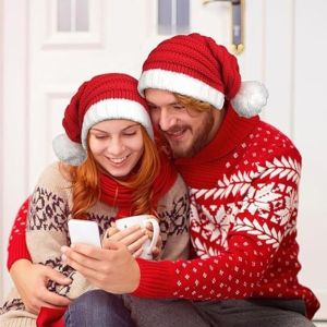 SHIHENG Santa Claus Christmas Knitted Hat Merry Christmas Hat Green Red Striped Hat All-match Warm Santa Beanie Hat Adult