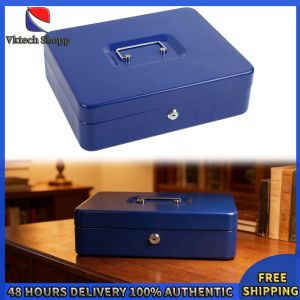 Vktech Sturdy Lock Safe with Money Tray Large Capacity Cash Box for Home Office Security 11.81x9.45x3.54 inches