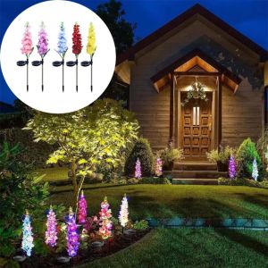 REGISTR Waterproof Solar Hyacinth Lawn Lights Solar Powered Simulation Flower Outdoor Waterproof Simulation Flower Lamp Simulation Flower Lantern Solar Violet Lawn Light Courtyards