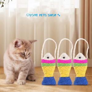 Đồ chơi bàn cào móng cho Mèo hình cá và chuột bằng vải sisal (mẫu mới) - Love Pets Shop