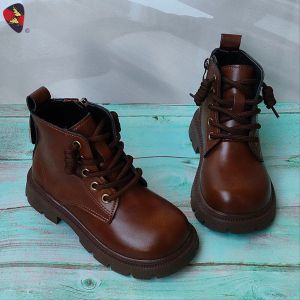 Katerina Fashion Korean Ankle Plain Boots Shoes Zipper Kids For Girl #S-6727