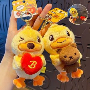 XINSU38 Fluffy Yellow Duck Plush Keychain Soft Fashion Plush Doll Key Pendant Key Holder Cute Bag Hanging Ornaments For Kids/Adults