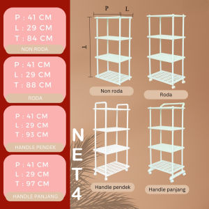 MIZCA NET Rak Susun Serbaguna rak skincare Rak Sudut Plastik Jumbo Buku Sepatu bumbu Dapur Toilet Roda Free Kait