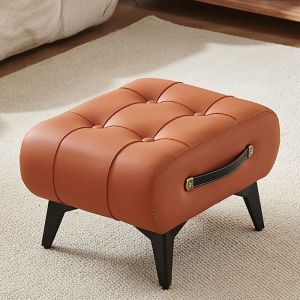 Small Foot Stool Stool Chair Functional Faux Leather Foot Rest for Extra Seating in Living Room