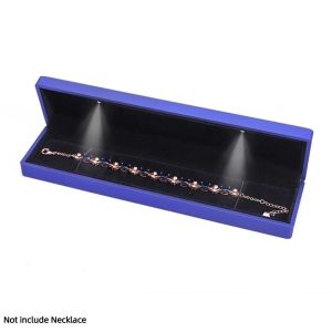 NOBLELYN With Light Led Light Necklace Case Velvet Lined Solid Color Necklace Storage Box Exquisite Jewelry Display Necklace Display Case Necklace