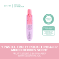 Pastel 2-in-1 Fruity Mixed Berry Scent Pocket Inhaler x1 (1.5ml)Menthol Vapors, Fruit Extracts, Essential Oil, Relieves Dizziness, Headache, Fatigue] (Twin Releaf). 
