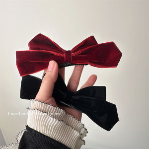 Velvet Red Black Bow Hair Clips Lolita Sweet Girls Vintage Female Temperament Hairpins Broken Hair Styling Clips Women Headdress
