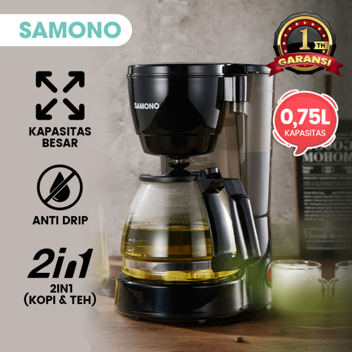 SAMONO 750ML Coffee Maker Mesin Kopi Multifungsi 2 in 1 Anti Bocor 600Watt Low Watt Bahan Plastik SW CMB06B Black Lazada Indonesia