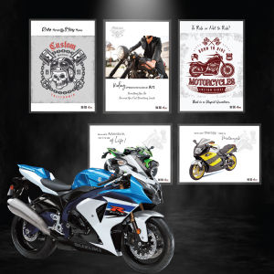 NEW Motorcycle Laminated Poster Room Decor Motosikal Hiasan Dinding Wall Art Retro Vintage Simple Quote Motivation Racing Cycling Rider Riding Wall Decor Motorbike Home Decoration Wall Decoration