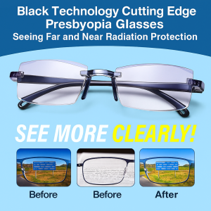 Automatic Zoom Reading Glasses Radiation Protection And Blue Light Protection Glasses 100°-700° Zoom For Clearer Reading智能变焦老花镜