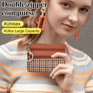 ✨ Stylish Double Zipper Coin Purse / Small Change Wallet / Mini Card Holder For Travel & Daily Use  Leather Coin Purse  Double Zipper零钱包