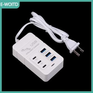 【E-WOITD】 1 cái chúng tôi cắm 6 cổng Multiport USB sạc 35W PD TypeC điện thoại di động sạc nhanh tường sạc TypeC USB HUB Adapter