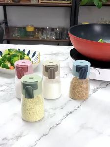 180ML Salt Press Bottle Metering Seasoning Bottle Condiment Measuring Shakers Spice Container Jar Auto Dispenser Control Healthy Lifestyle Kitchenware Dispenser- 4PCS-152c4c8b
