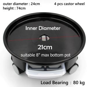 NEXCAM Heavy Duty PP Resin Round Type Moveable Plant Pot Stand Caddy with Drainage Tray and 4 castor wheel