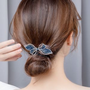 Crystal Rhinestone Bow Spring Hair Clip Women Hair Accessories Glitter Shiny Ponytail Hairpin Elegant Wedding Hairgirps Barrette H260729