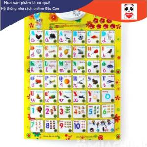 Bảng chữ cái điện tử thông minh giúp bé học bảng chữ cái và các con số âm thanh song ngữ phát triển ngôn ngữ giao tiếp - Sản phẩm kết hợp bài hát và đọc truyện cho bé. Tặng kèm 3 viên pin 3A cho bé