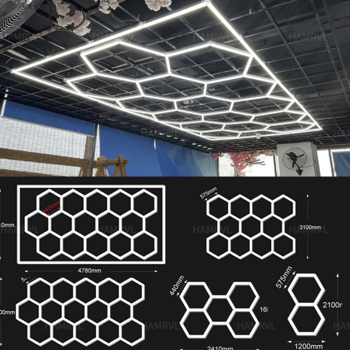 โคมไฟแสงอู่รถทรงหกเหลี่ยมโคมไฟเพดานรังผึ้งหลอด Led 110V-240V สำหรับซ่อม ...