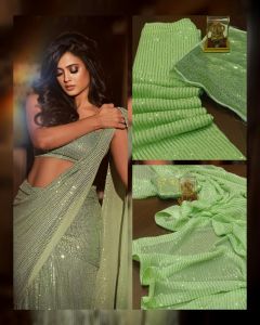 [Pre Order] Exclusive Party Wear Georgette Saree with Sequence Embroidery Work ~ Delivery Lead Time : 10 days